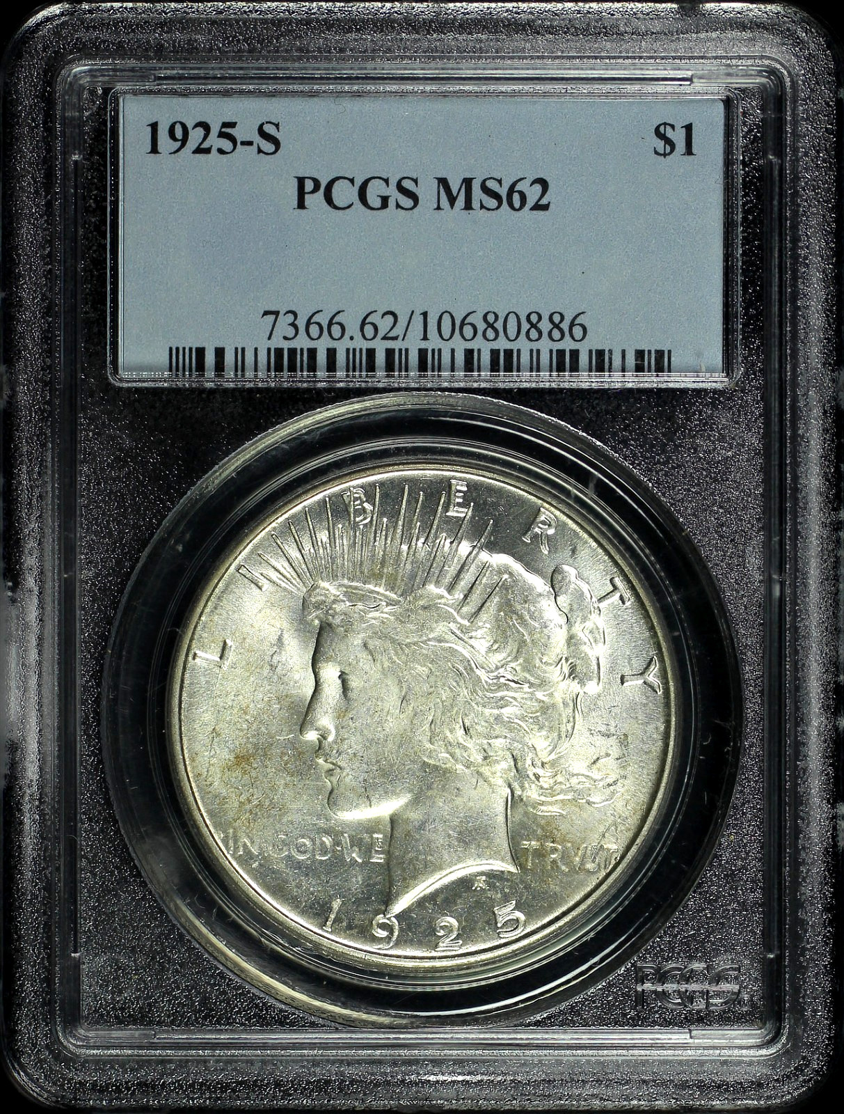 1925 S PEACE DOLLAR PCGS MS 62 NICE COIN FOR THIS CONDITIONALLY CHALLENGED DATE