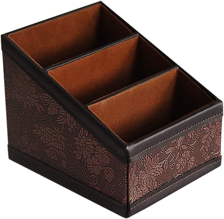 PU Leather Remote Control Holder Storage Container for TV Remote Phone Caddy Eye