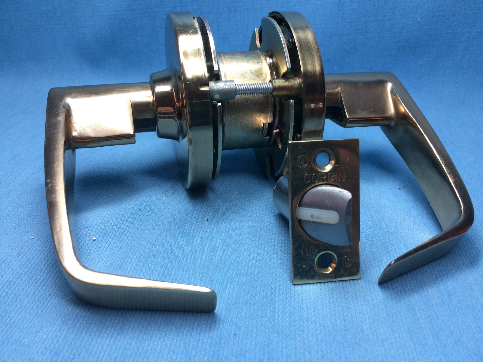 Corbin Lever Door Handle, Passage Style Shiny Brass