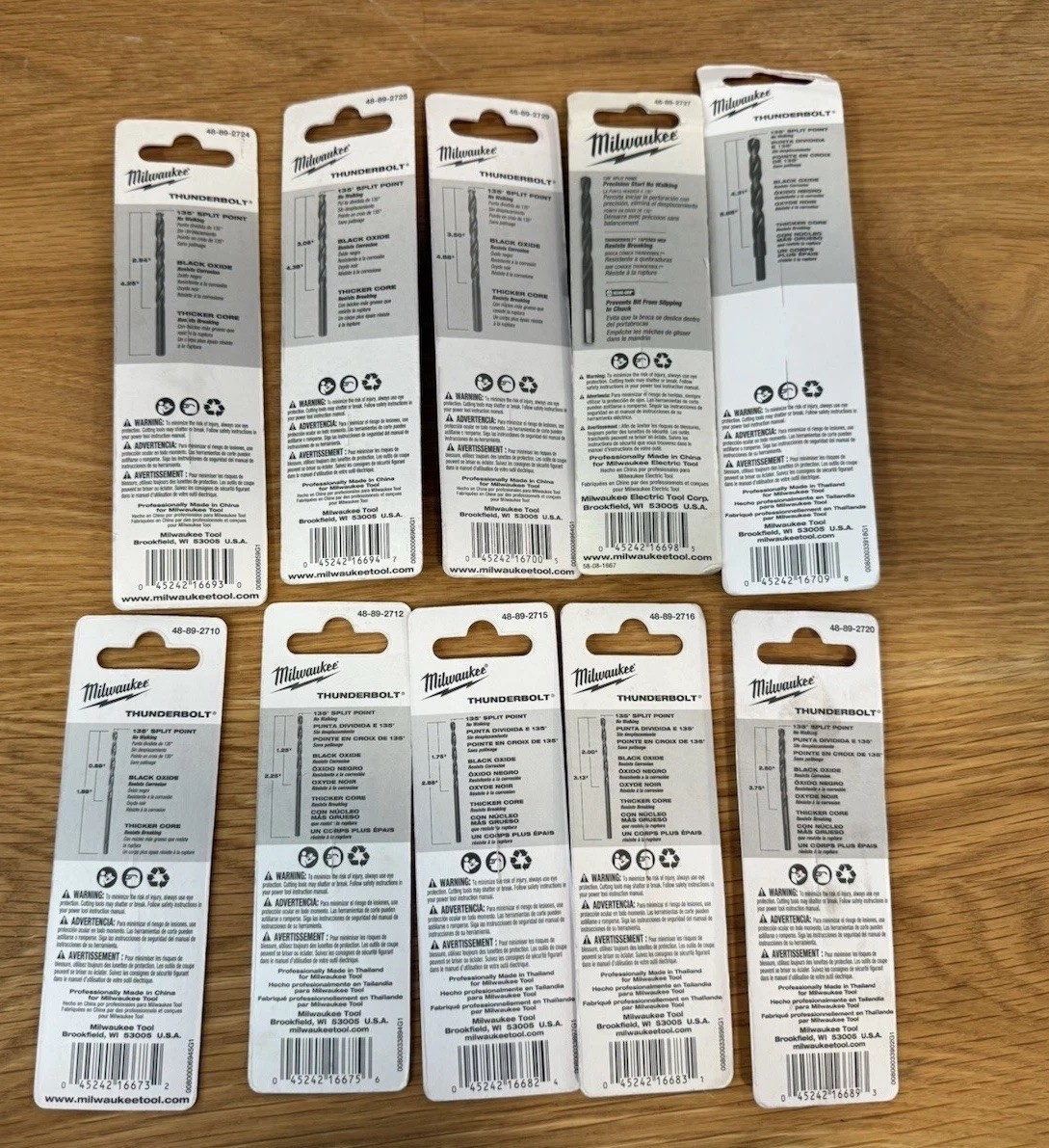 Milwaukee Thunderbolt® Black Oxide Drill Bits General Purpose Lot/10 Various Szs
