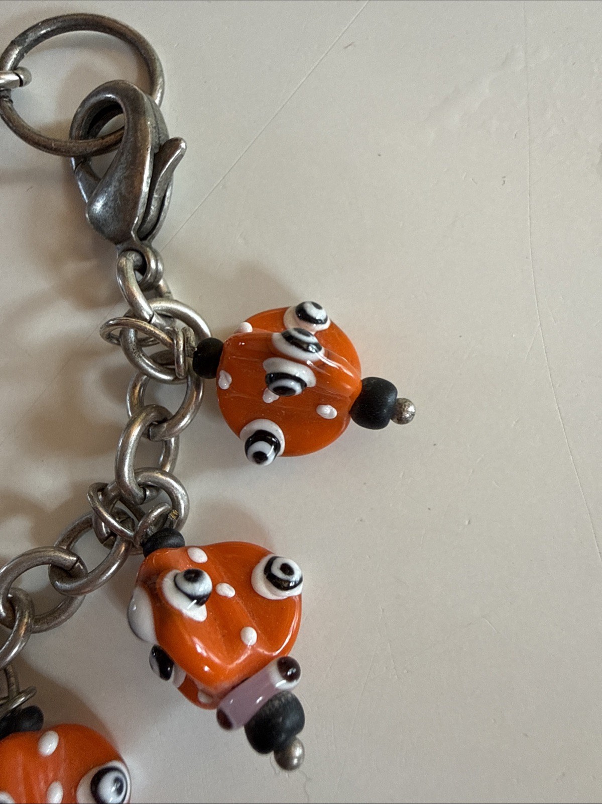 Hand Crafted Artisan Bracelet Made From Orange Glass Beads