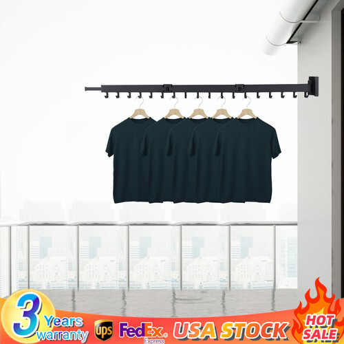 Laundry Clothes Drying Rack Wall-mount Folding Clothes Hanger Dryer Metal Shelf