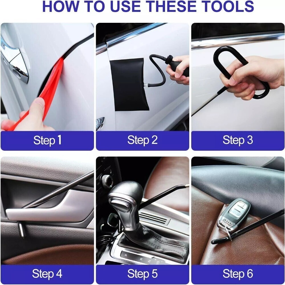12Pcs Emergency Auto Tool Window Car Door Unlock/Lock Out Universal Tool Kits