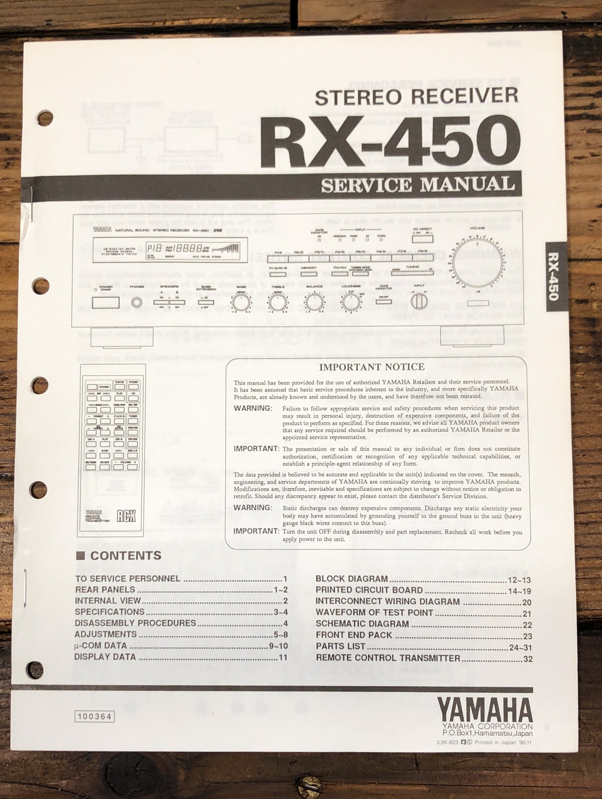 Yamaha RX-450 Receiver  Service Manual *Original*