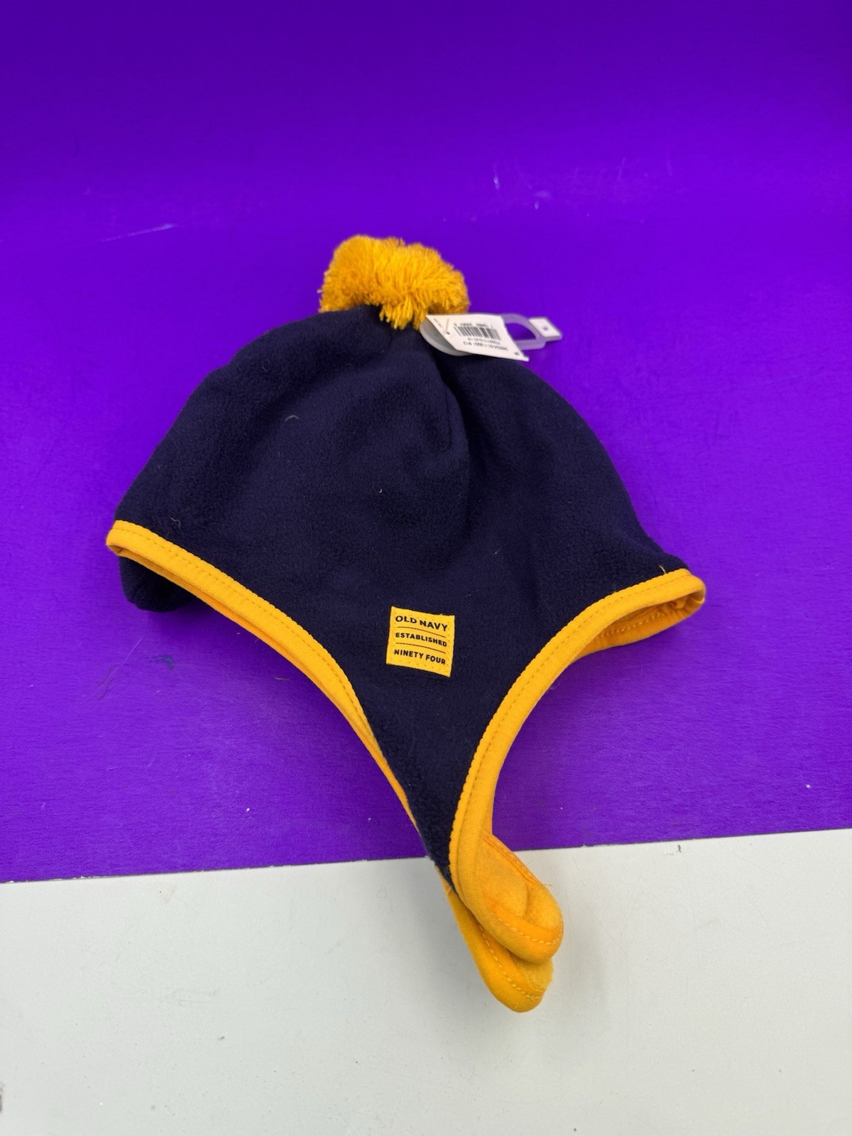 OLD NAVY blue yellow FLEECE WINTER HAT New Little Kids With Gloves