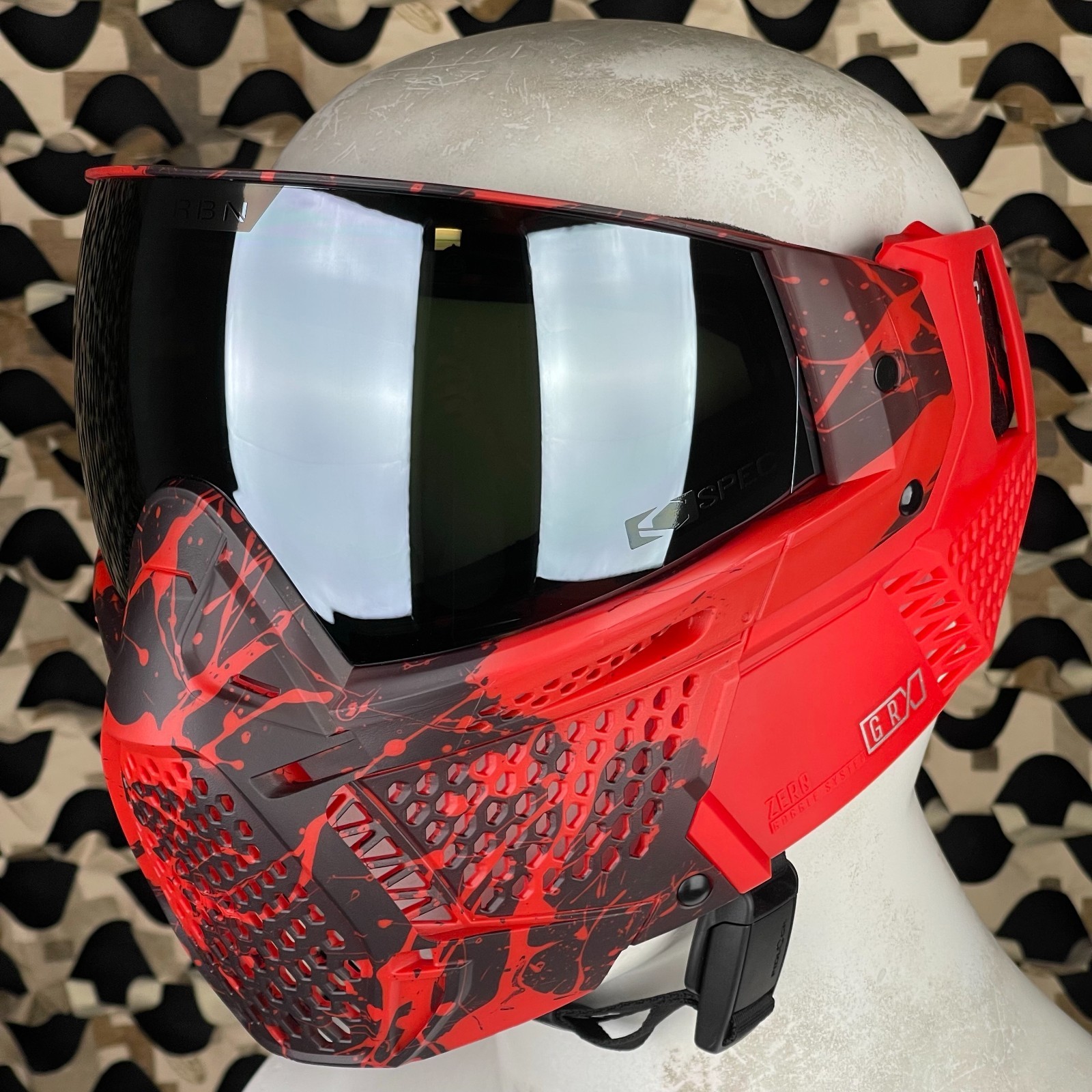 NEW Carbon CRBN Zero GRX Paintball Mask (More Coverage) - Undr Blood Splash
