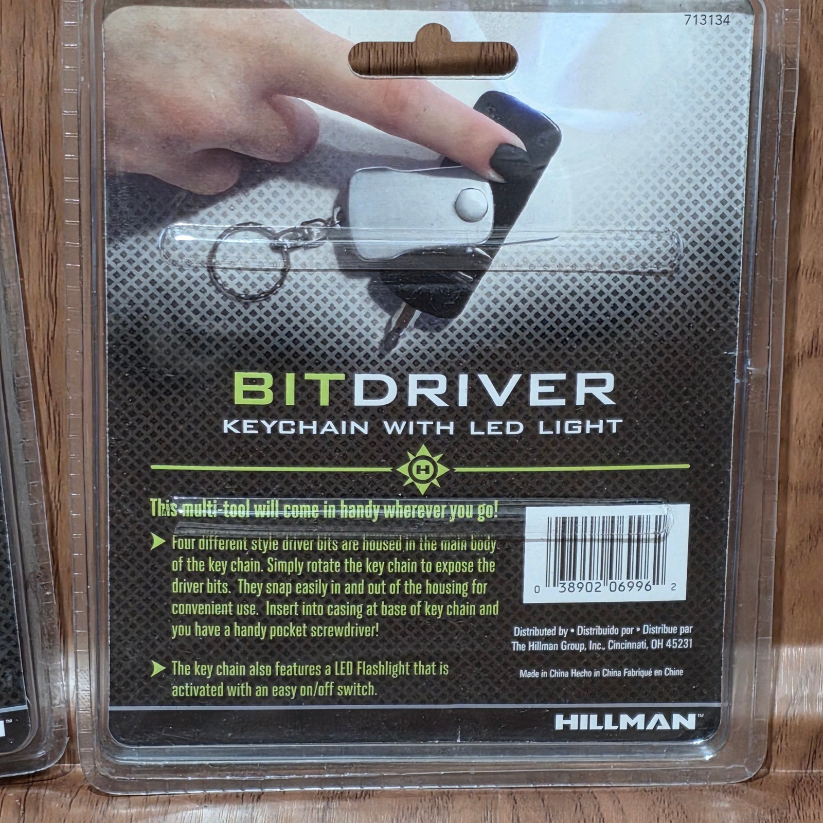 Hillman BitDriver Keychain Multi-Tool with LED Light 2 Pack 713134 Black Silver
