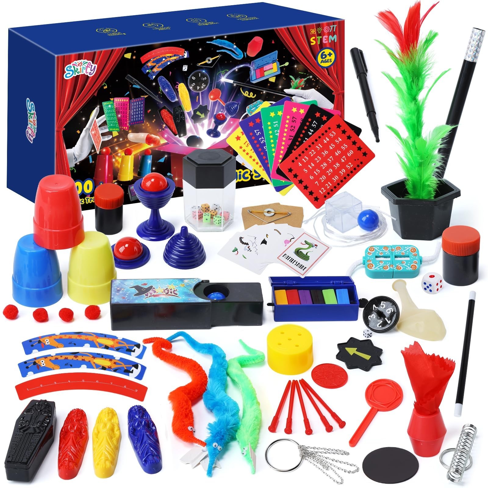 Skirfy Magic Starter Kit - 100+ Tricks for Kids Age 6-10, Includes Dice Magic...