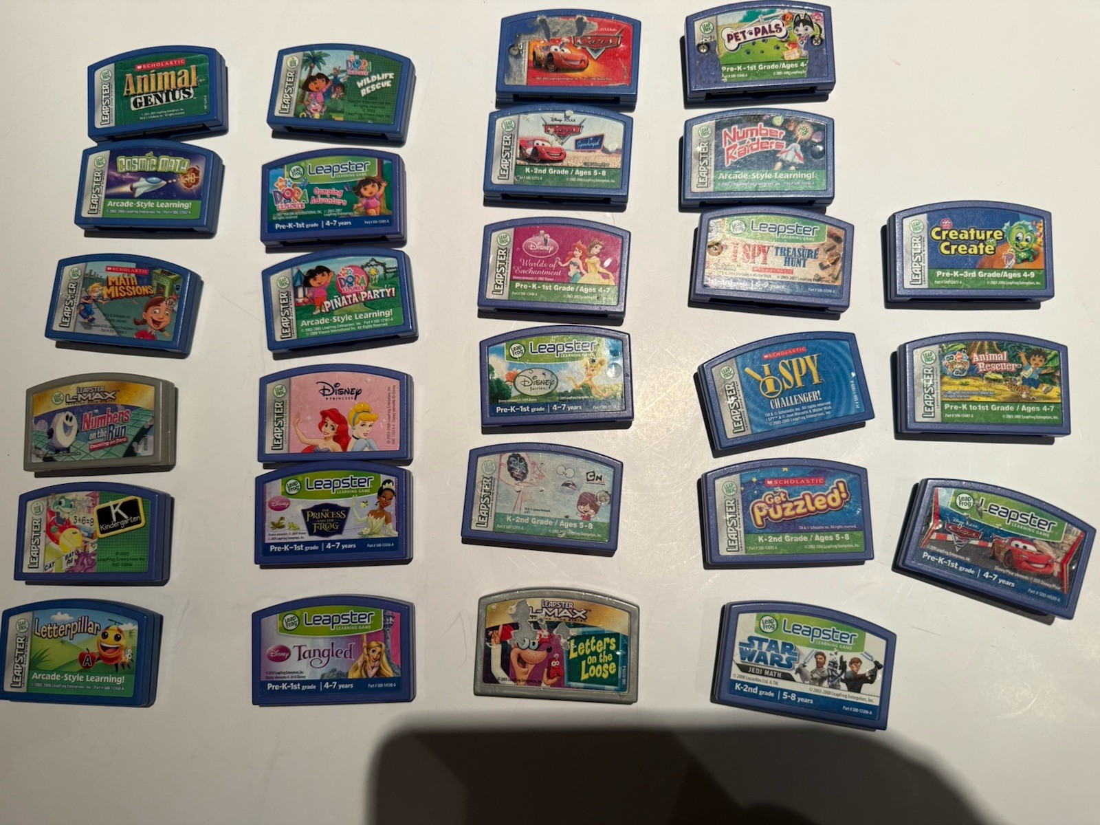 Lot of 27 LeapFrog Leapster LeapPad Learning Game Cartridges Star Wars Dora