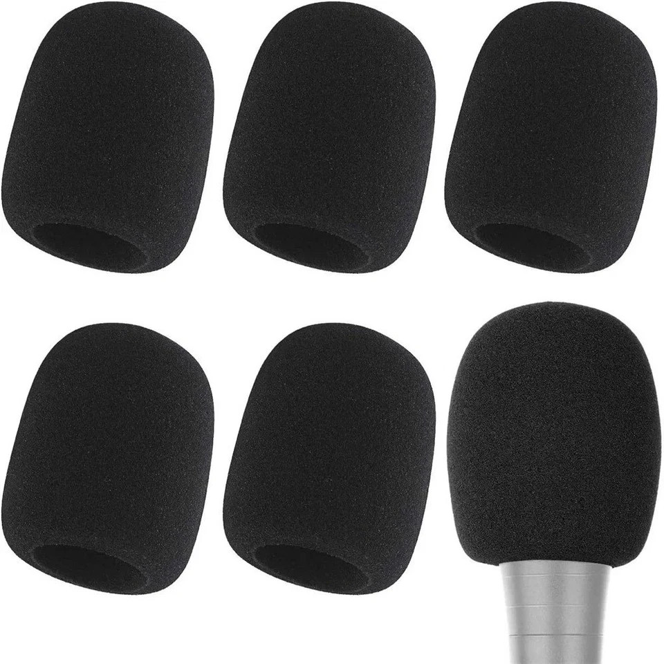 6x Microphone Handheld Grill Windscreen Filter Sponge Foam Mic Cover Black