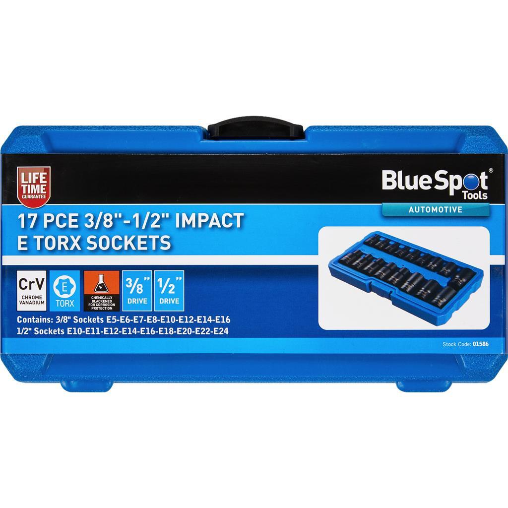 BlueSpot 17pc Impact E Torx Socket Sockets Set E5 - E24 3/8" 1/2" Drive