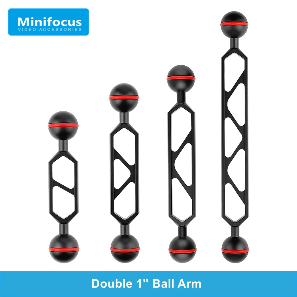 Aluminum 1" Dual Ball Joint Diving Light Arm Bracket Mount for Camera Underwater