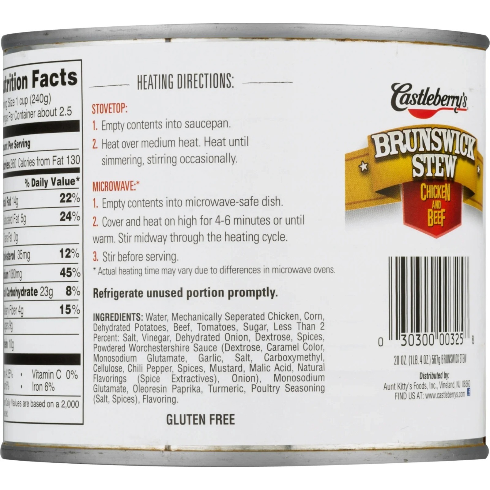(2 pack) Castleberry’s Brunswick Stew with Chicken and Beef, 20 oz Can