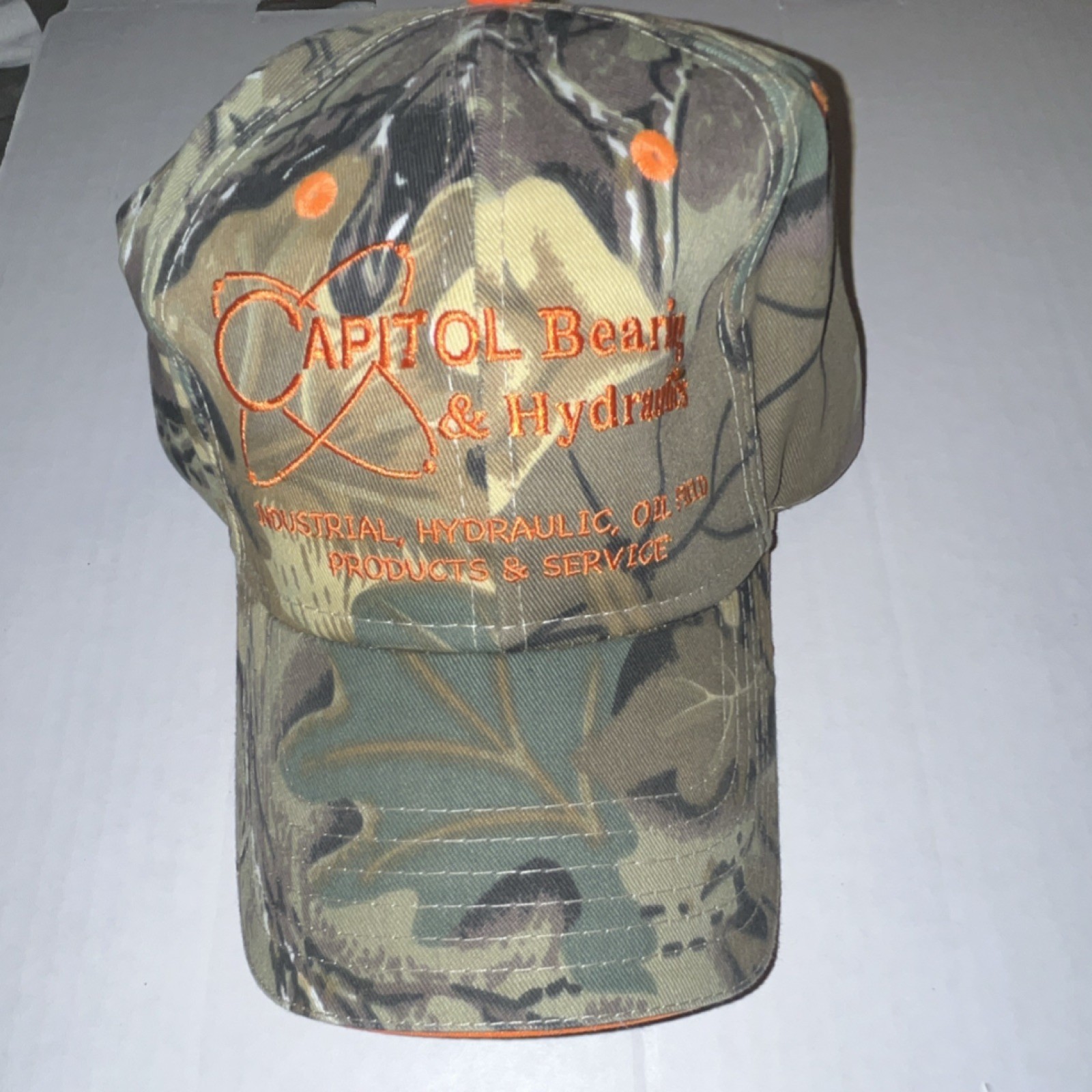 OTTO Camo Ball Cap Adjustable Cotton One Size Fits Most Orange Embroidered