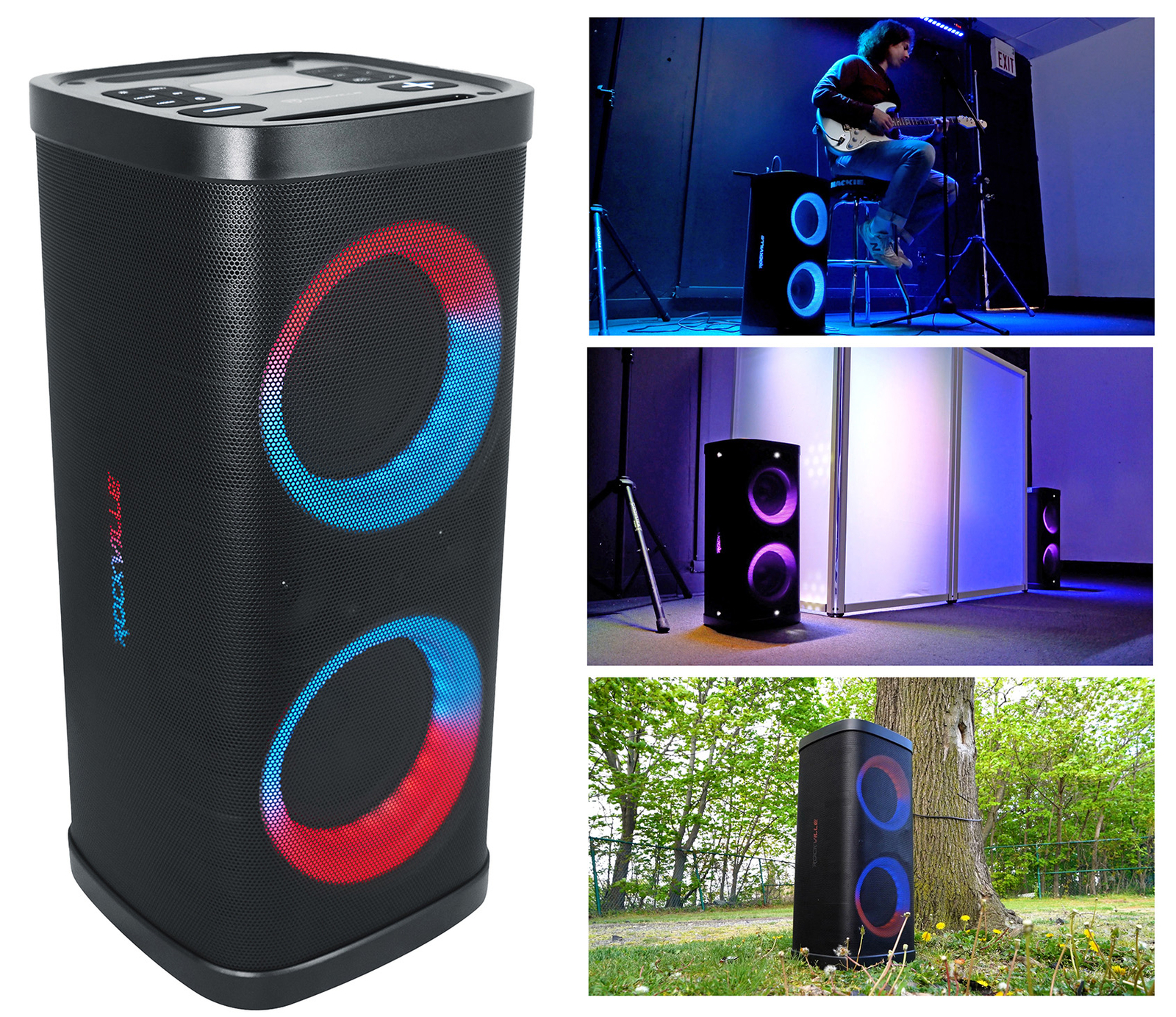 Rockville BASS PARTY 65 V2 1200w Rechargeable LED House Party Speaker w/Mic in