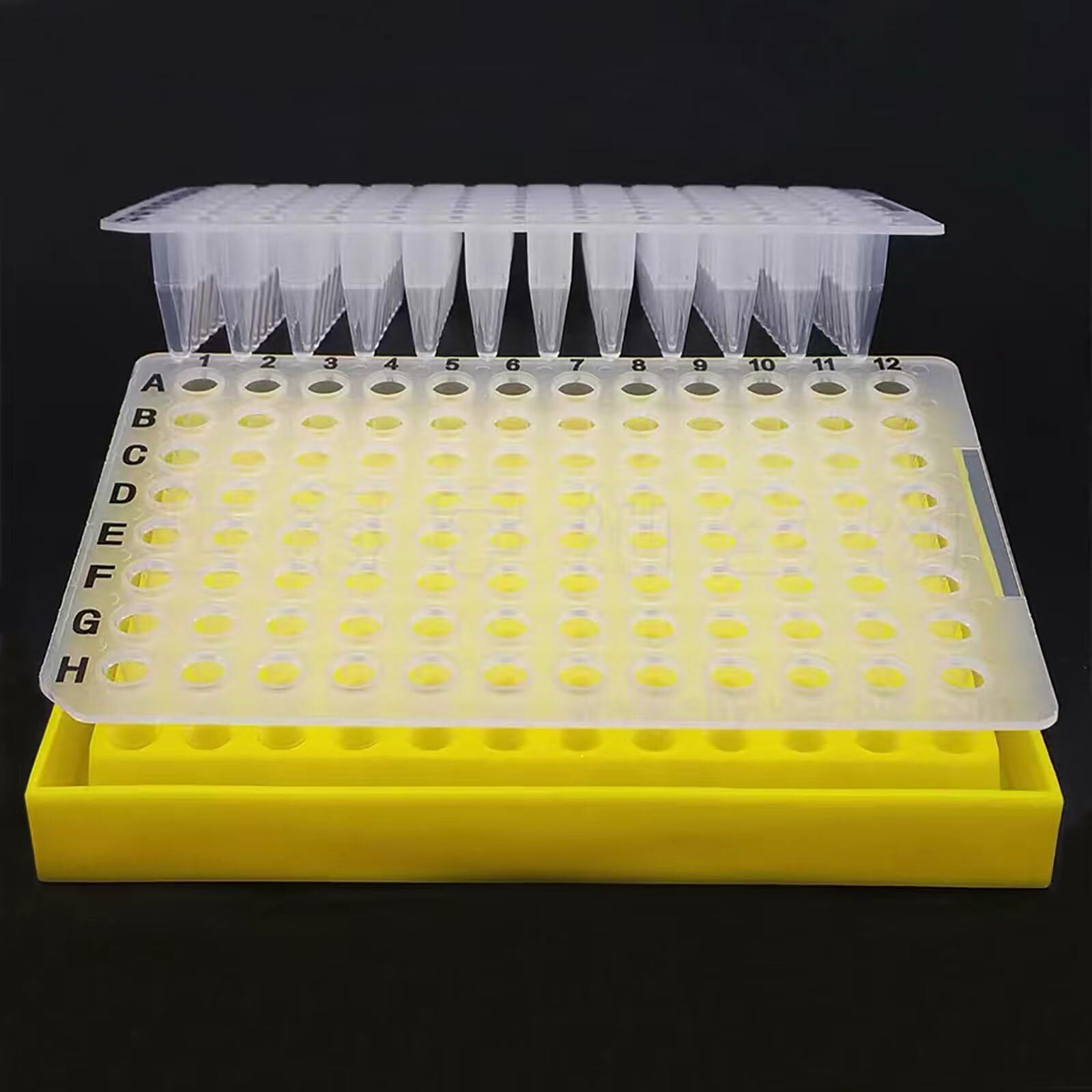 PCR Tube Rack 96 Well Plate for 0.1ML 0.2ML PCR Tubes & Strips Yellow