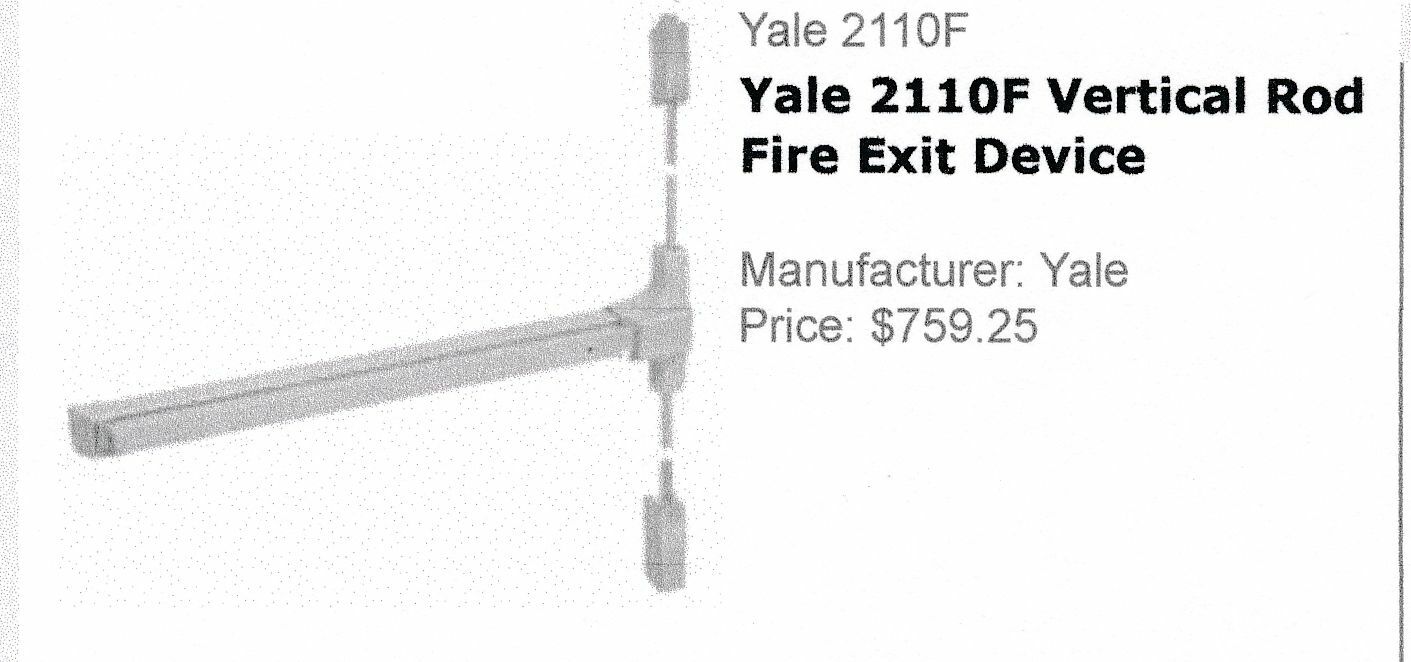 Yale 2110F Flatbar Exit Device 42" RH Aluminum-NEW!
