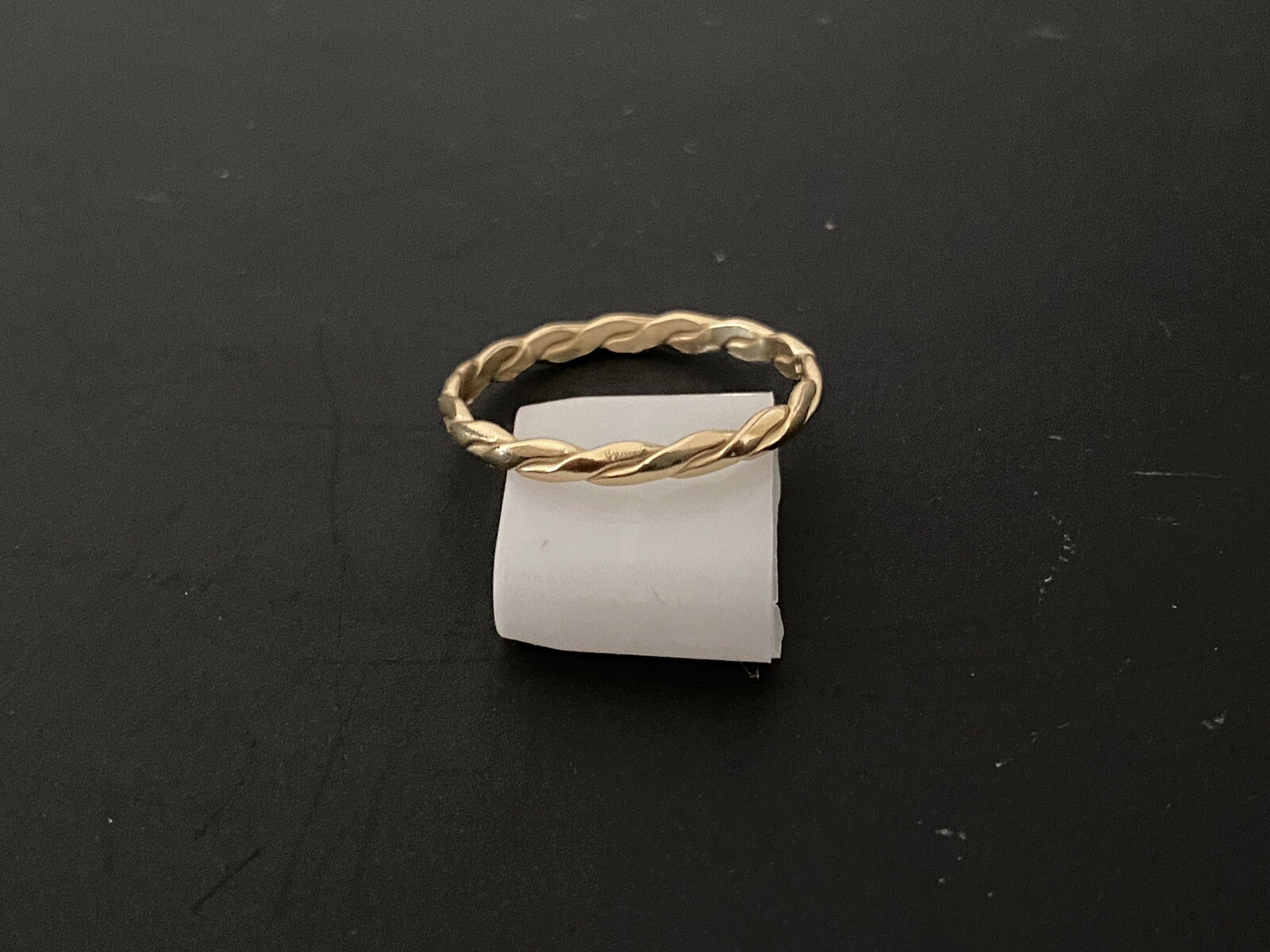 18K Gold Finished Twisted Band. Gold Braided Band. Stackable Band.Gold Thin Band