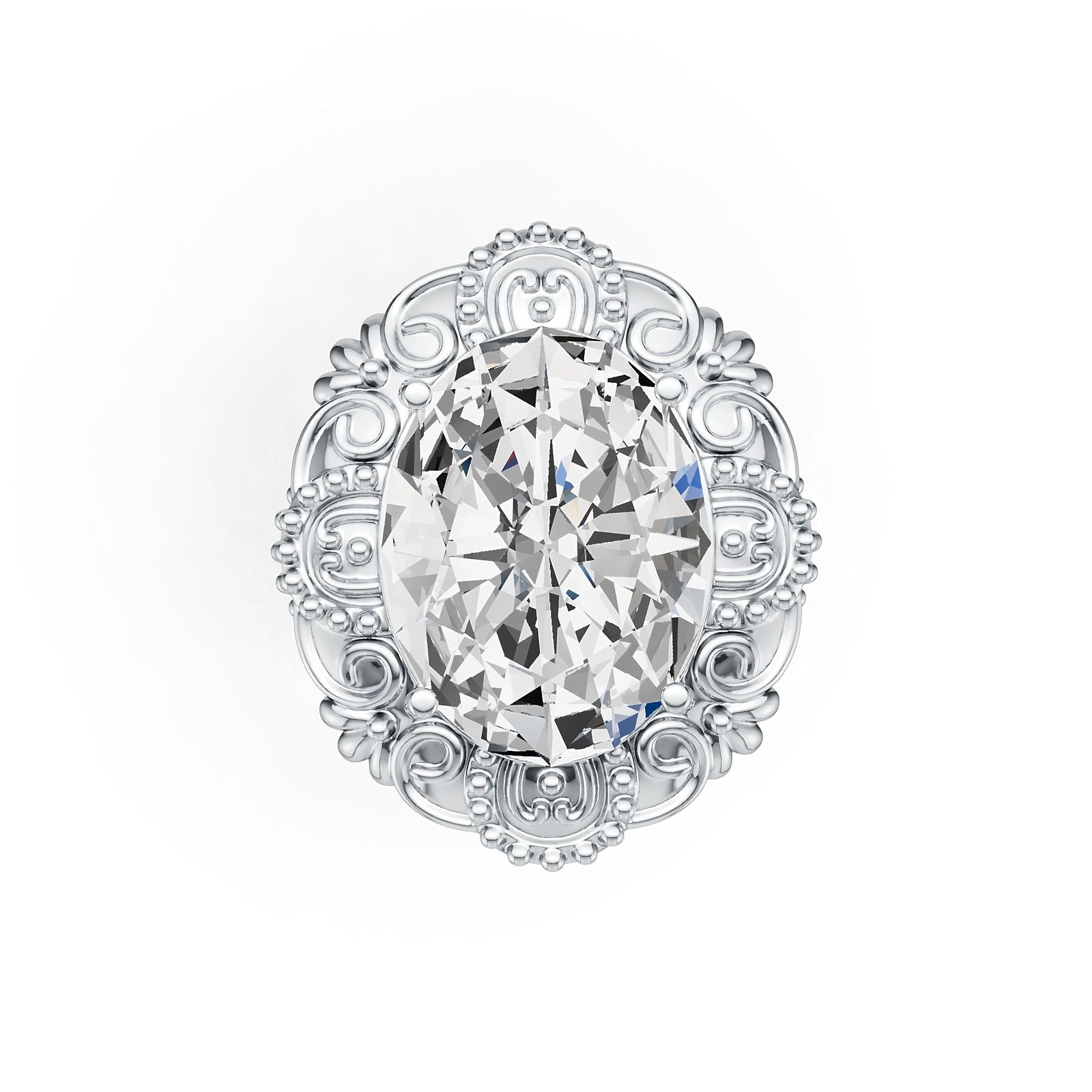 Sterling Silver Semi Mount Ring Setting Oval OV 20X15mm Cocktail Ring