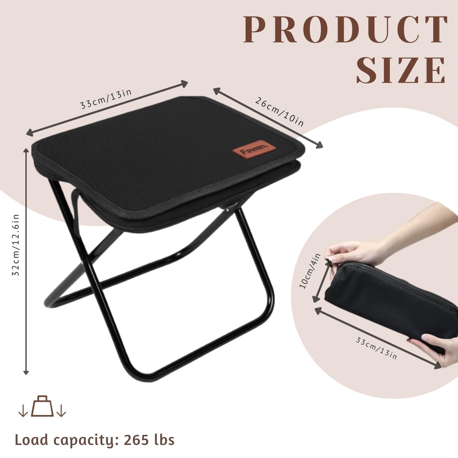 Portable Folding Stool Chair – Lightweight Compact Camping Stool with Carr