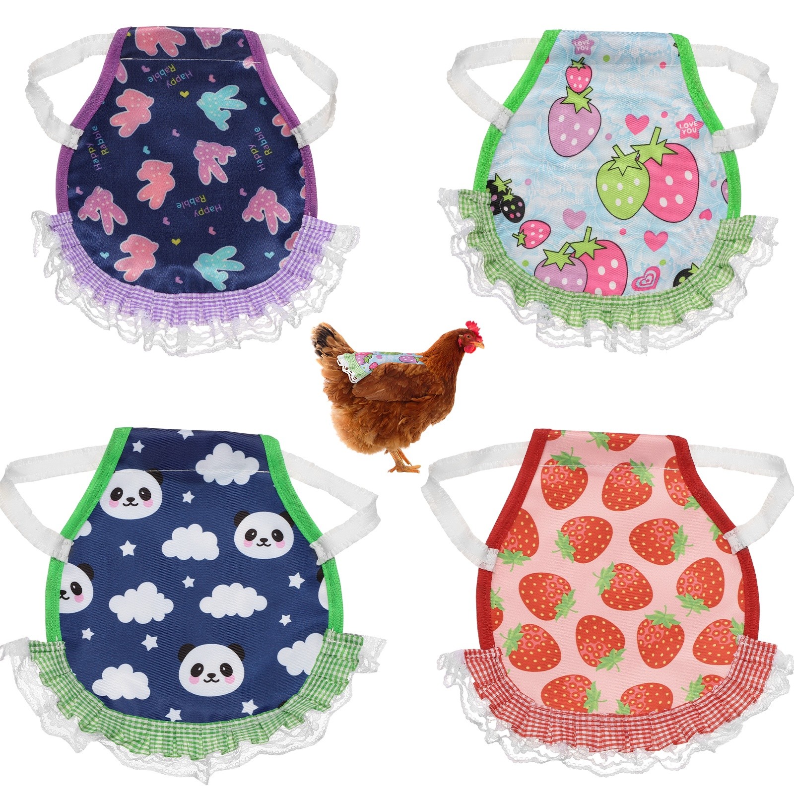 4-Pack Chicken Saddle, Chicken Apron Hens Back Protector [Mixing 4 Styles K]