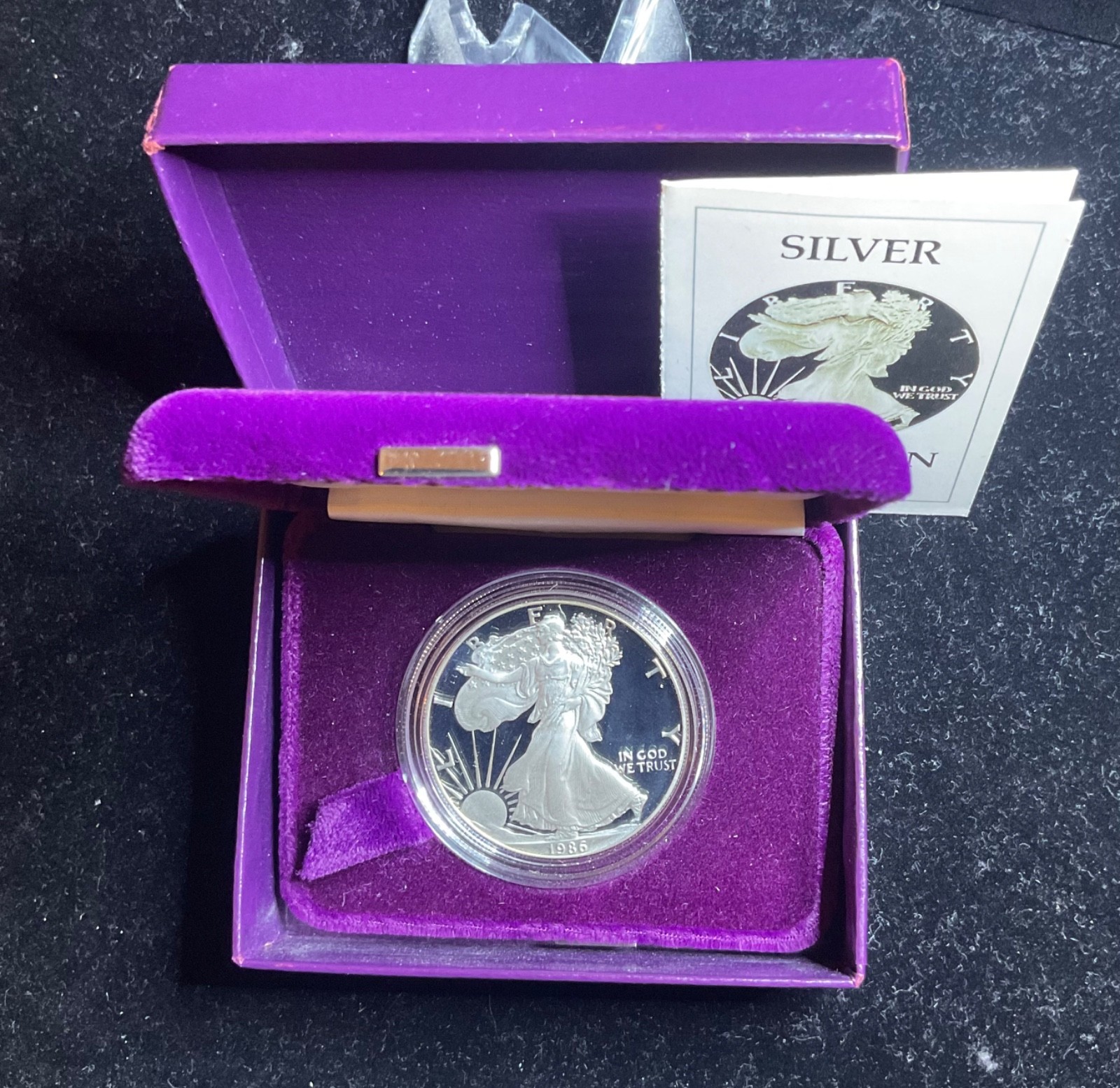 1986-S Proof American Silver Eagle Dollar $1 Box & COA US Mint Bullion OGP