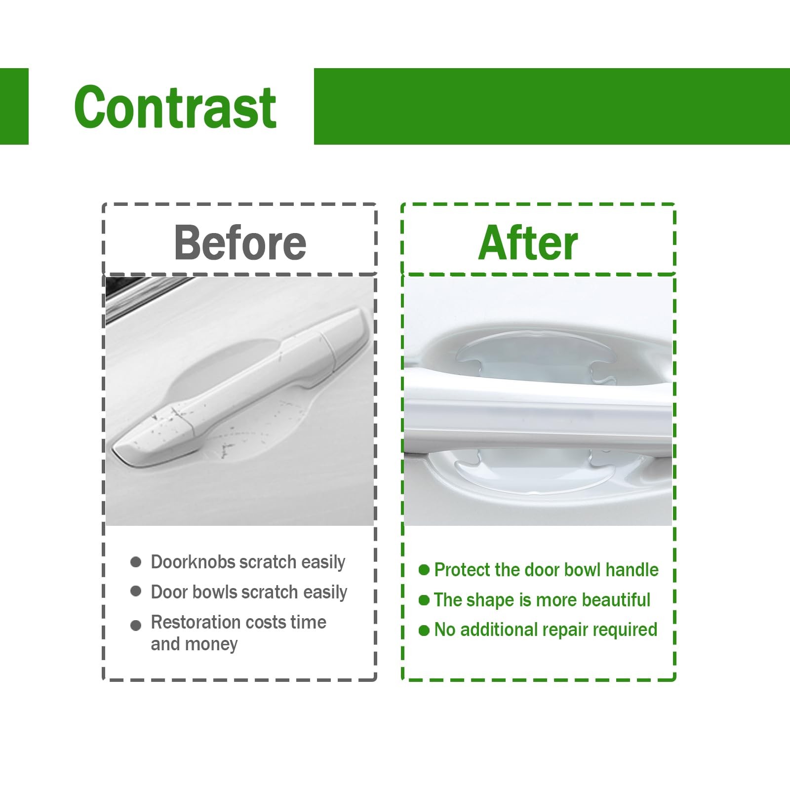 8Pcs 3D Transparent Car Door Handle Scratch Protector, Universal Bowl 8 pcs