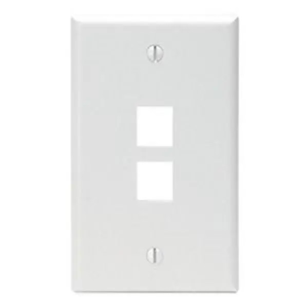 New Single Pack of Leviton 41080-2WP SAN 122 2-Port Wallplate Single Gang White