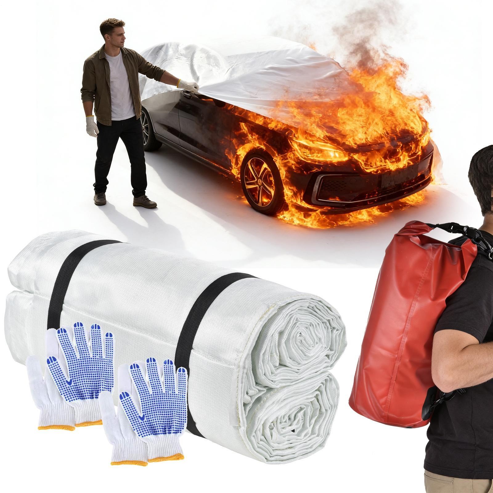 Car Fire Blanket, Large Fireproof Blanket Fire Extinguisher Blanket 13ftx19.6ft