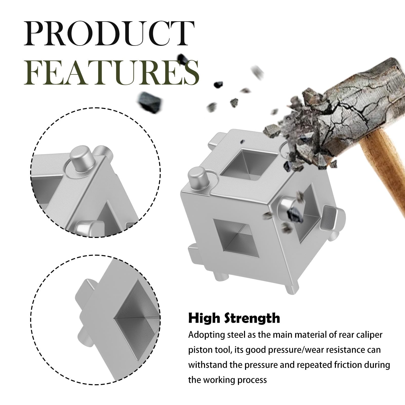 Silver Car Cube Brake Caliper Compression Tool 3/8 Inch