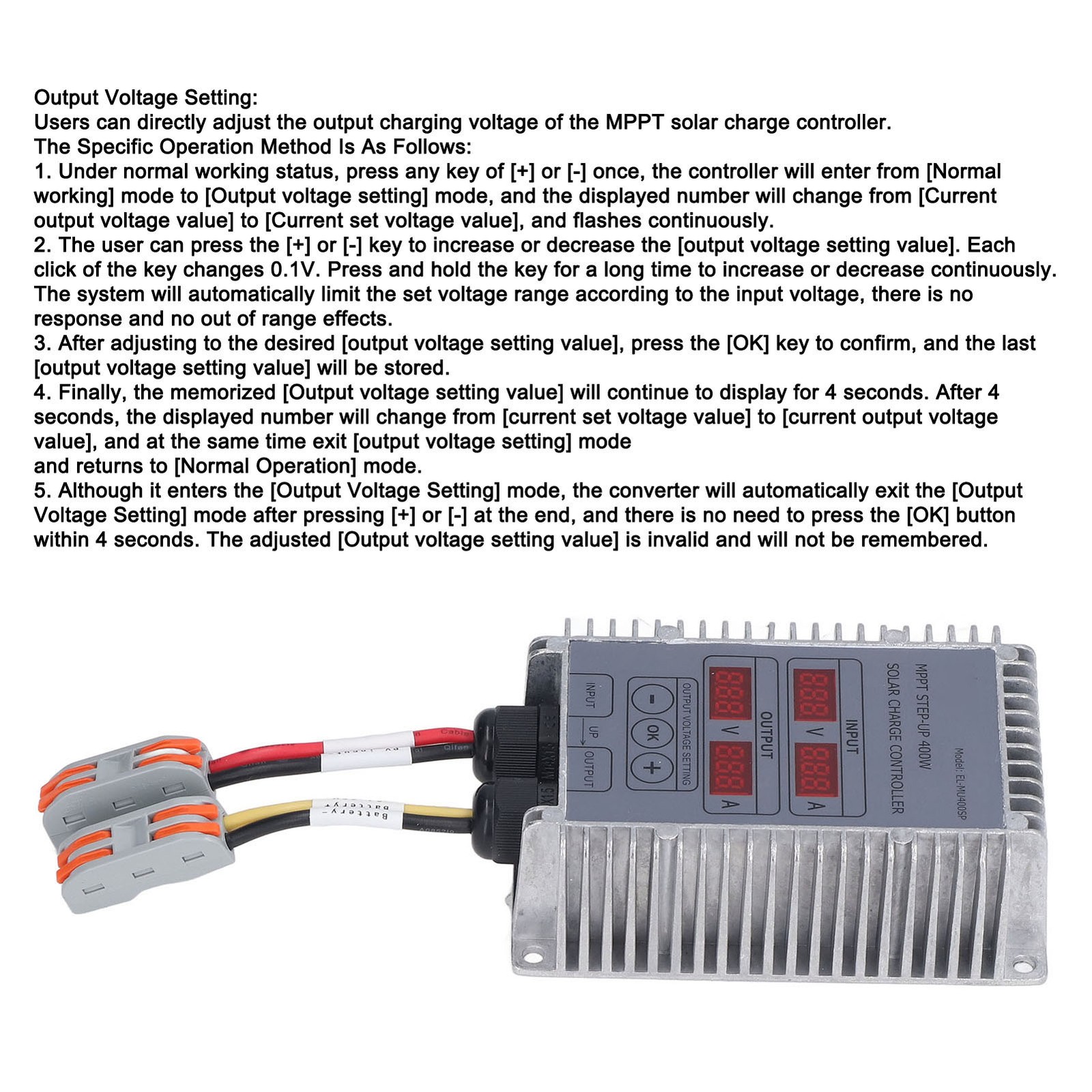 Solar Battery Charge Controller Boost MPPT Voltage Adjustable Waterproof With