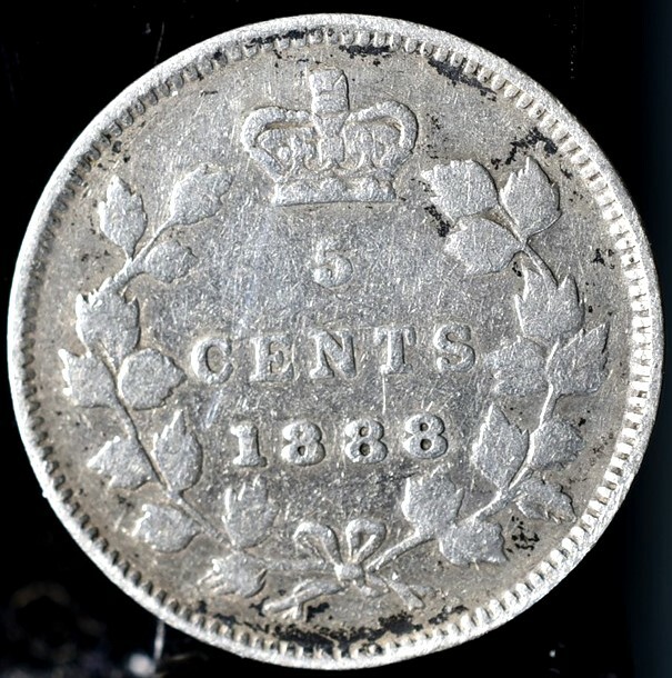 1888 Canada 5 Cents Silver ASW 0.0346 KM#2 - VF