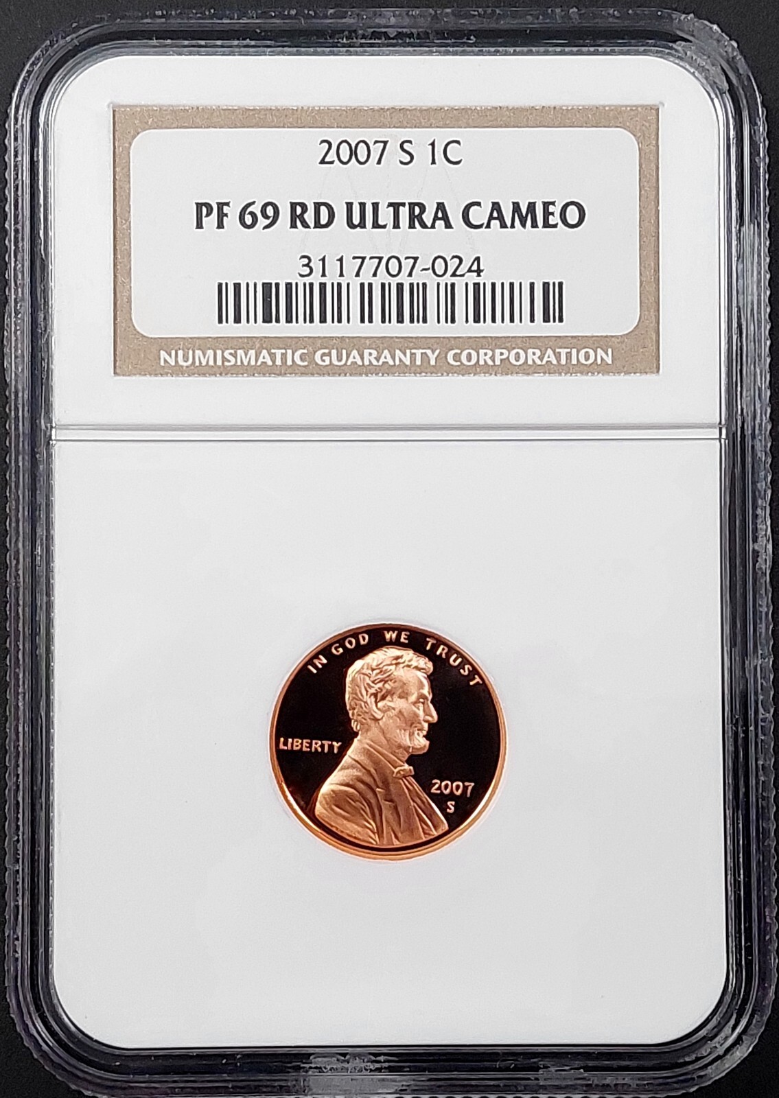 2007 S Proof Lincoln Cent certified PF 69 RD Ultra Cameo by NGC!