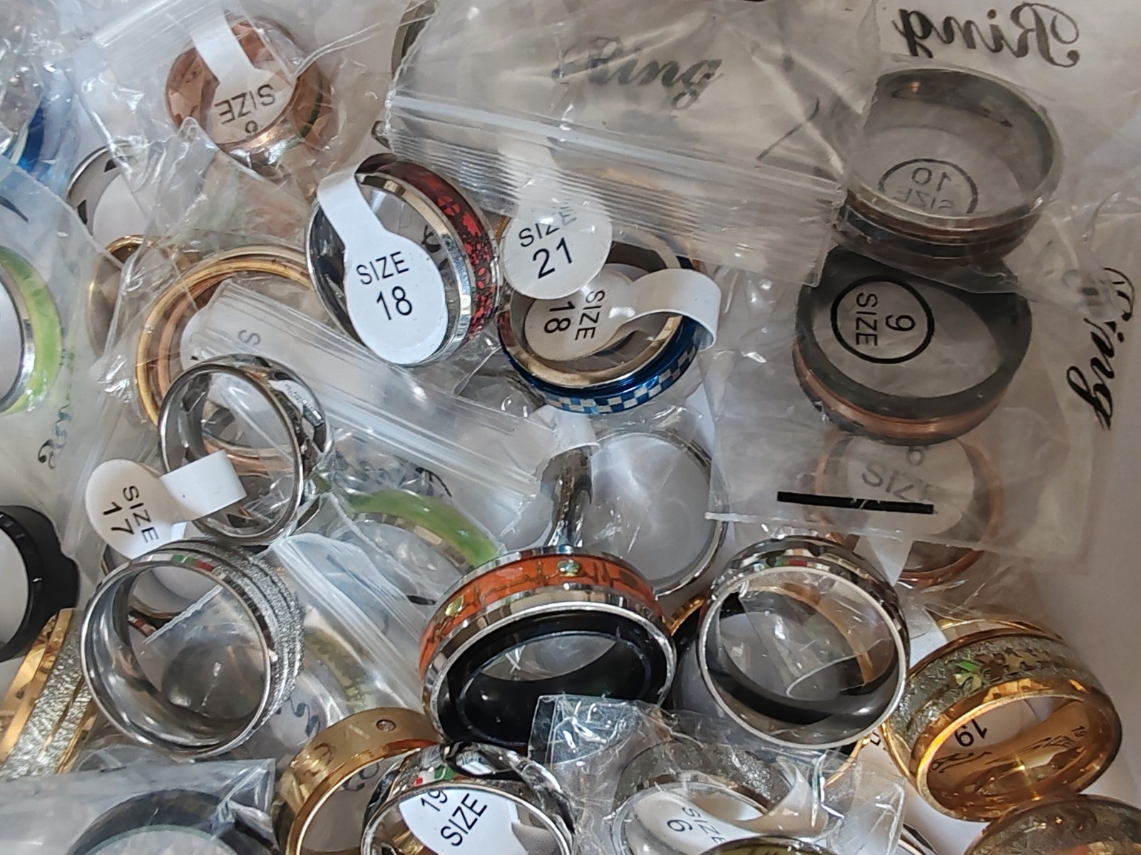 Wholesale JobLot 10 50 100 200 500 1000 Rings Free DisplayBox Silver Gold Plated