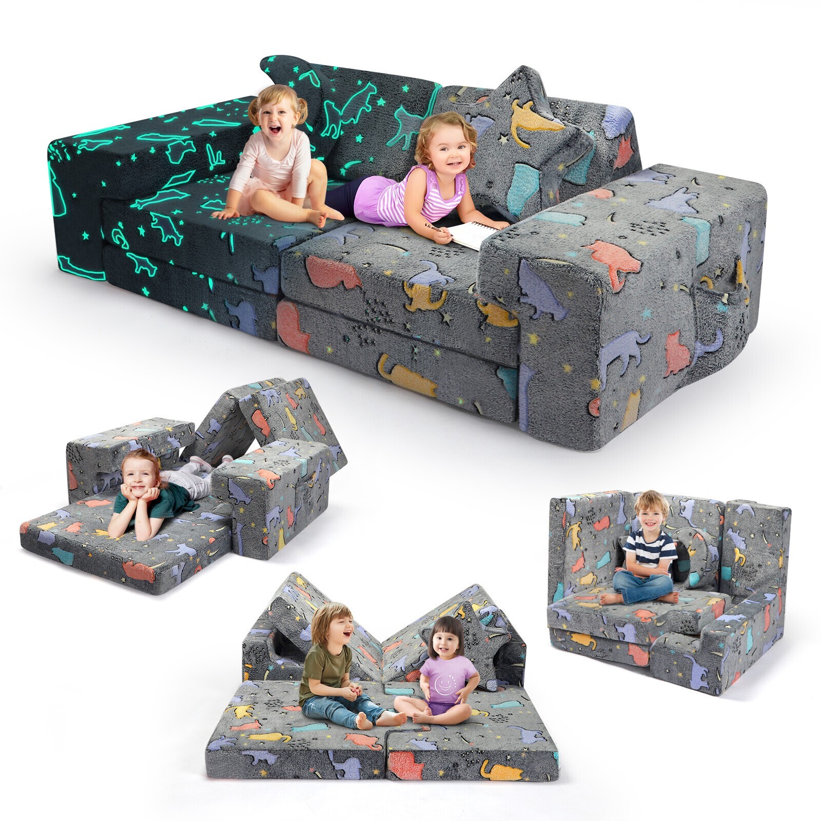 Modular Kids Play Couch Building Fort Creativing Convertible Sofa Building Foam