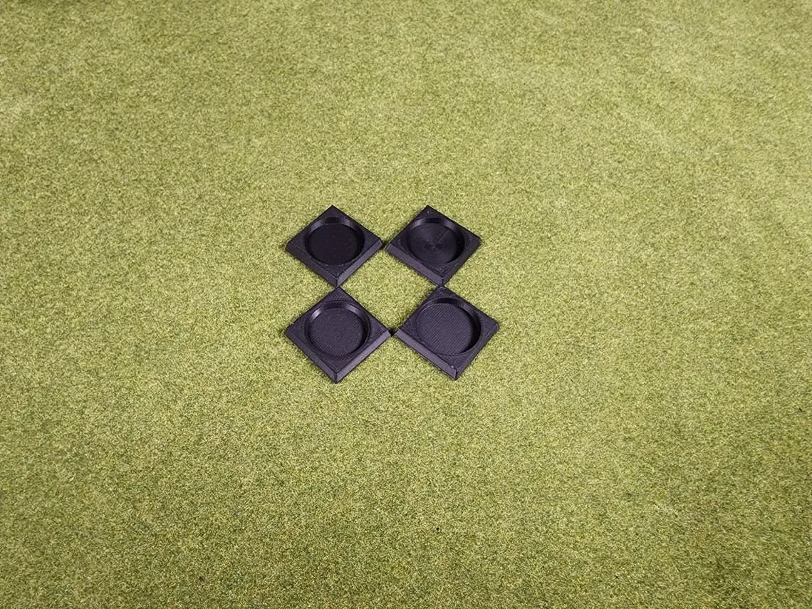 20mm Round To 25mm Square Base Adapters - Base Conversions Wargaming Old School