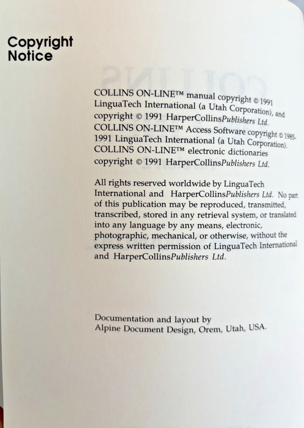 COLLINS ON-LINE VER. 2 ELECTRONIC BILINQUAL DICTIONARY USER'S MANUAL & MORE