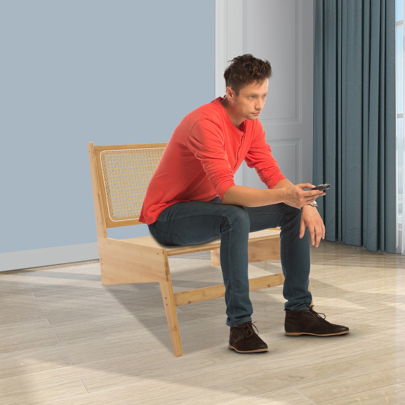 Home Bamboo Chair, Accent Chair, Comfy Bamboo Chairs, 53x64x58cm, Wood Color