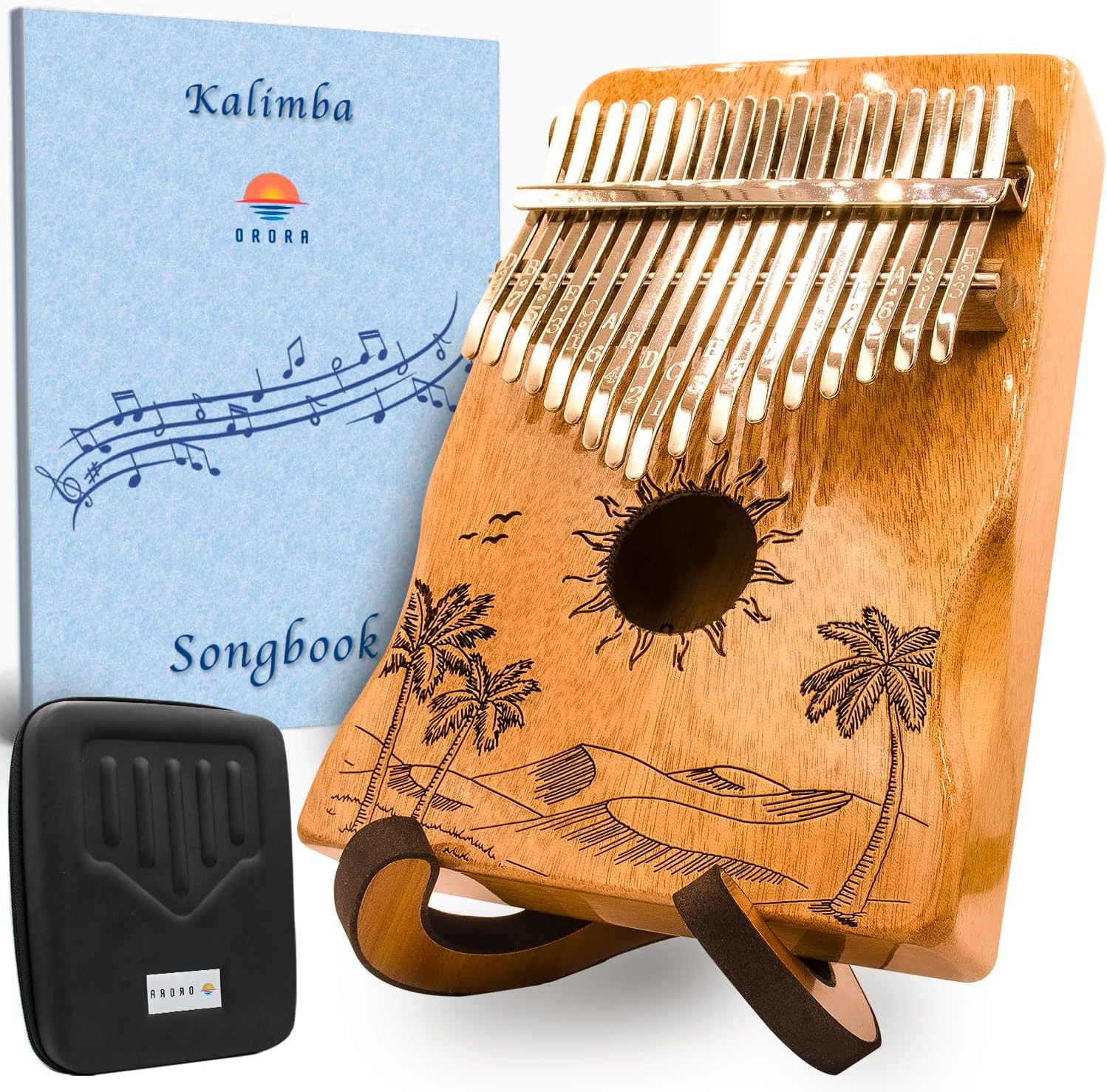 Kalimba 17 Keys Thumb Piano - Songbook Included with 25 Songs - Varnished Wood M