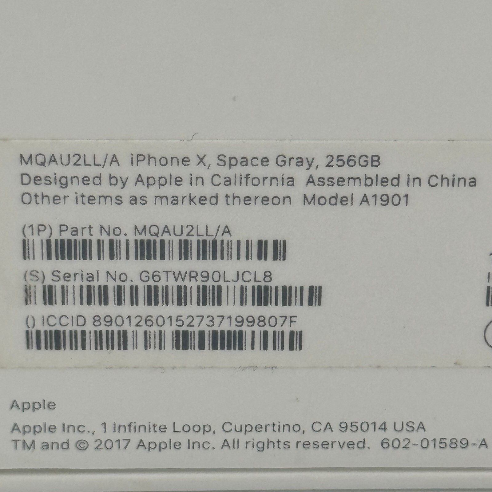 *BOX ONLY* Iphone X Space Gray MQAU2LL/A Model A1901 Includes Lightning Earpods