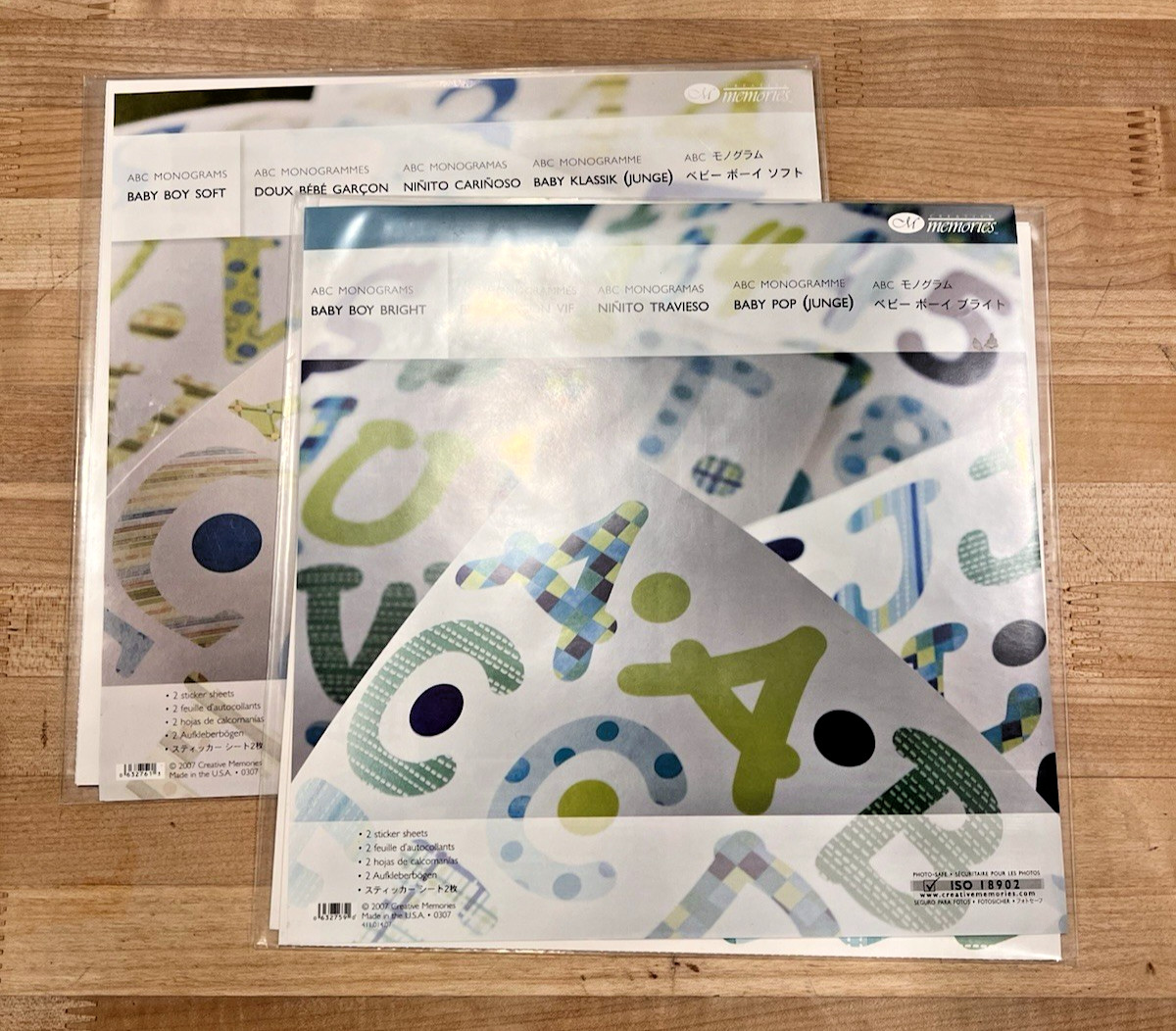 Creative Memories ABC Baby Boy Bright & Soft Monogram Stickers Alphabet NIP