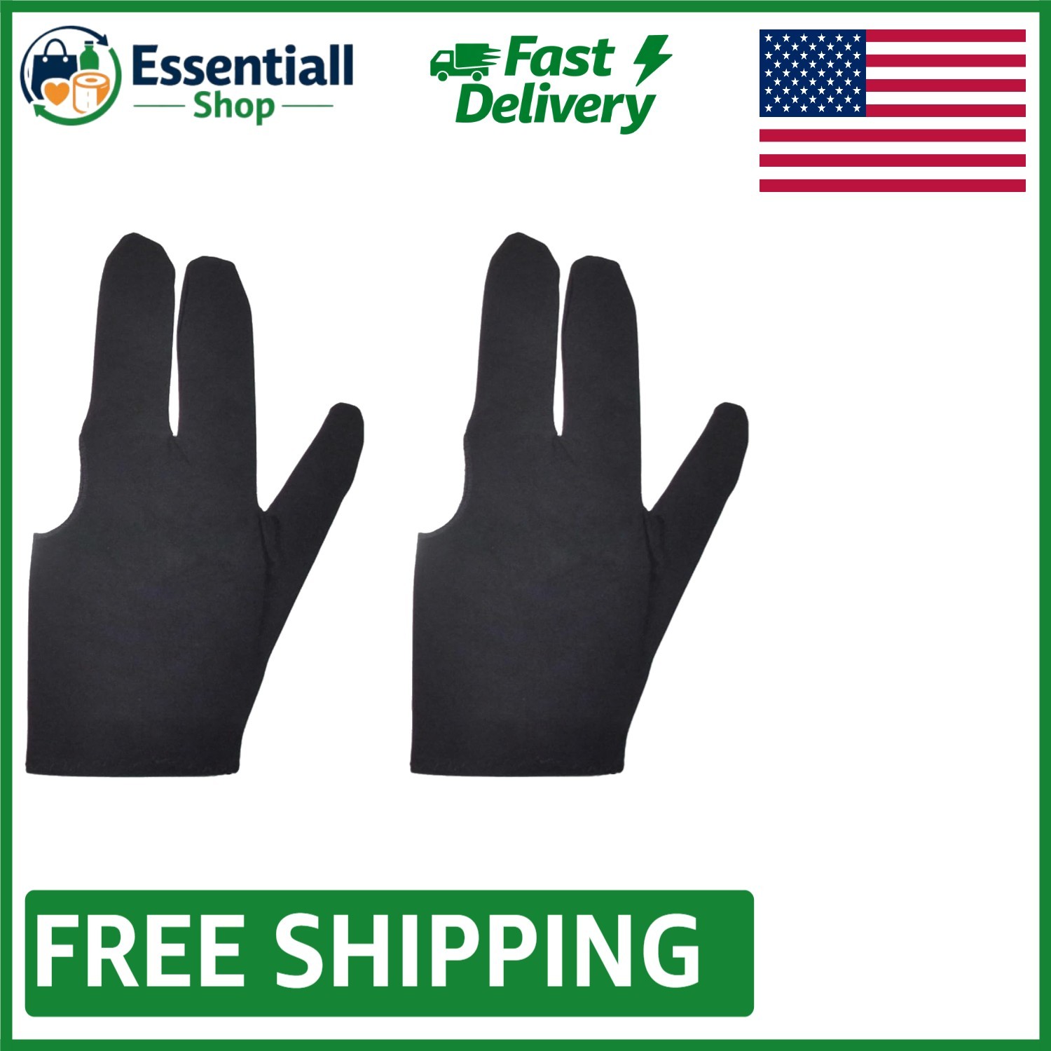 Enhanced Grip Small Billiard Shooter's Gloves, 2 Pack - Modern Black Style