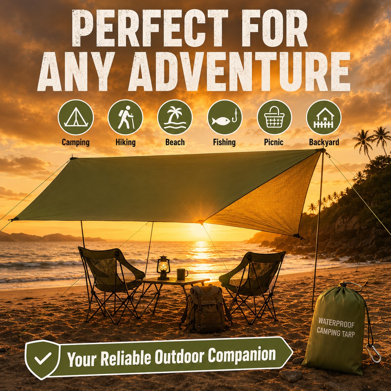 Outdoor Waterproof Camping Tent Tarp Shelter Hammock Rain Fly Cover Pad Mat Gear