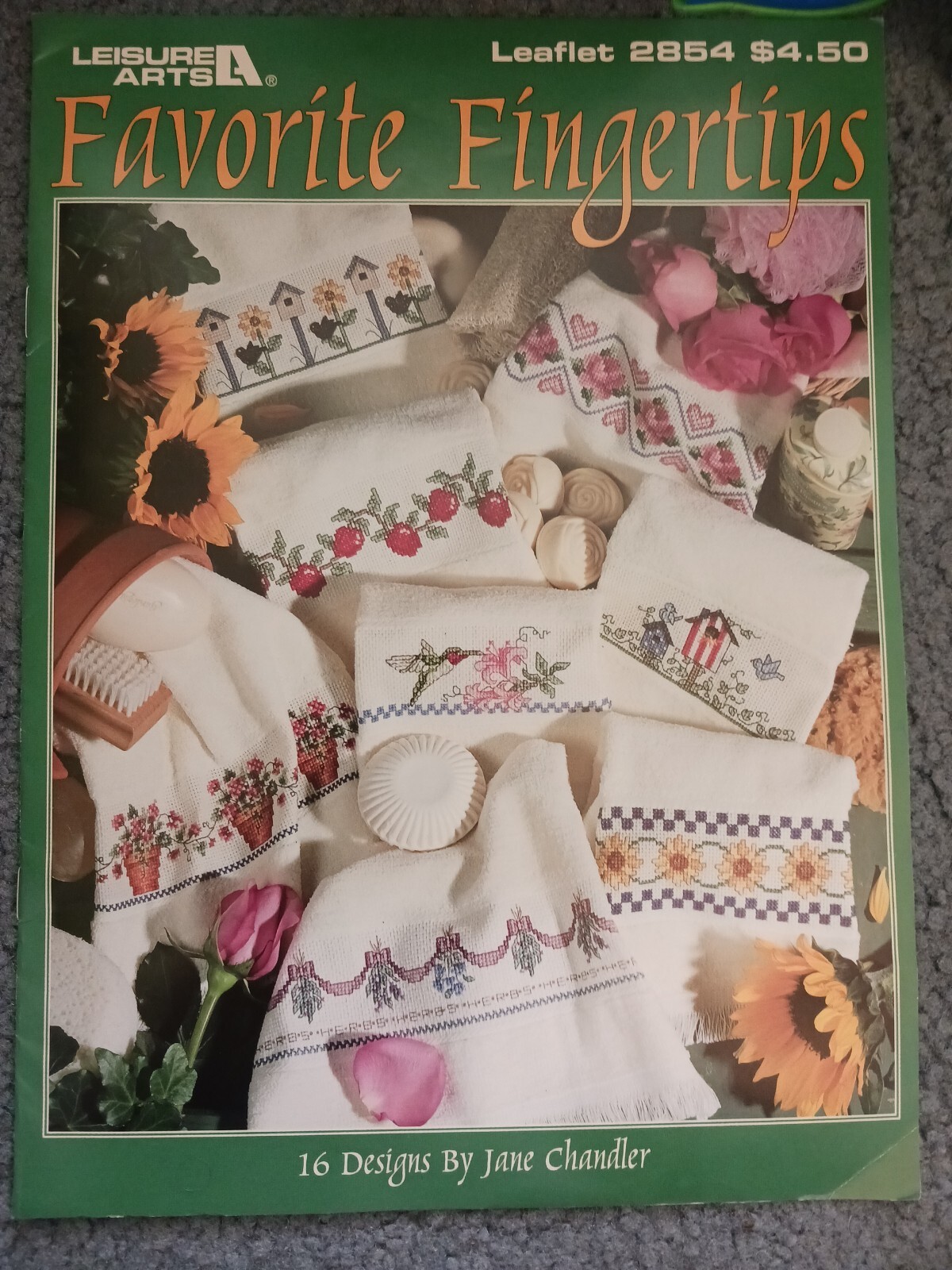Favorite Fingertips Towel Cross Stitch Leisure Arts bird house apple sunflower