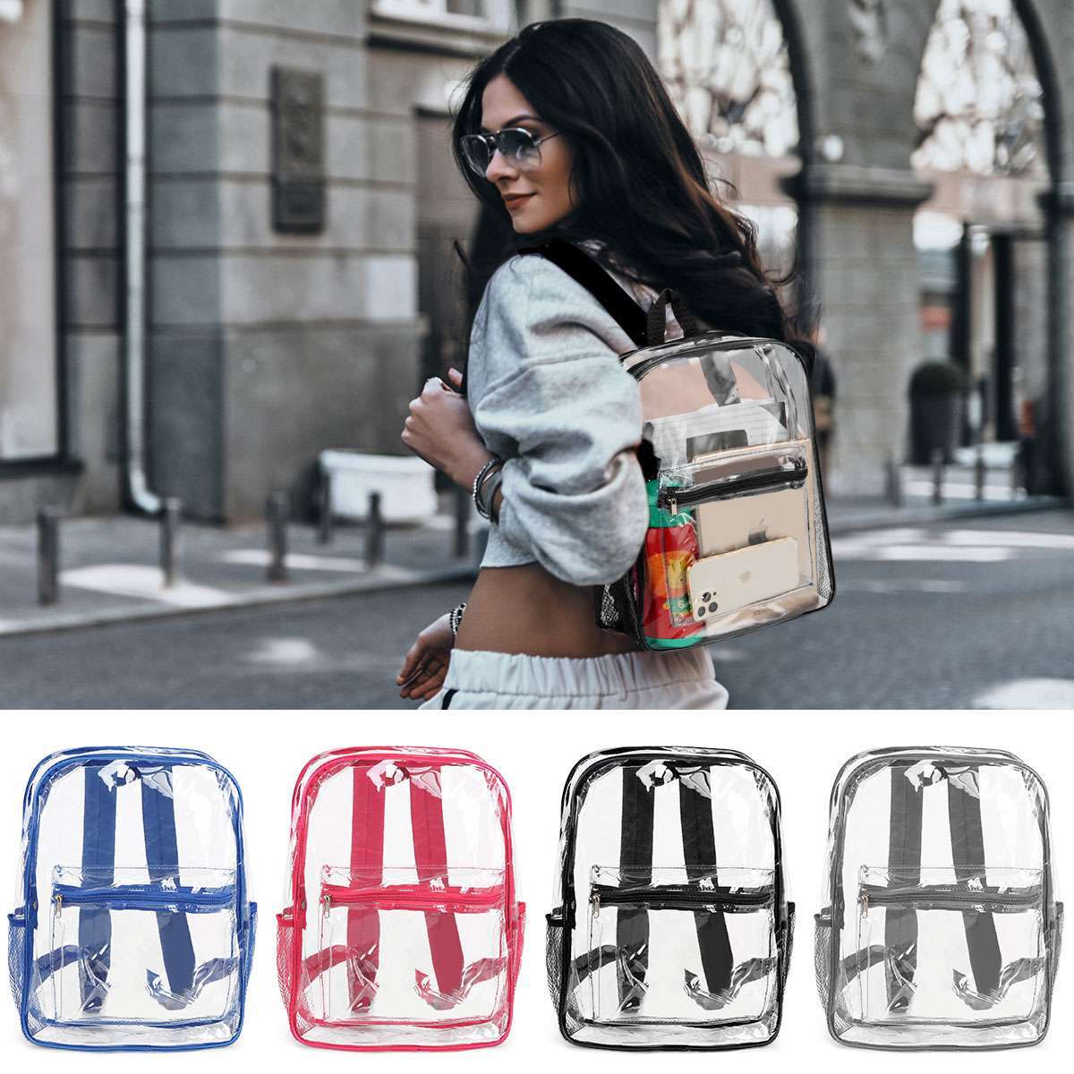 Waterproof Heavy Duty Clear Backpack Transparent Shoulder Bag See Through Bag