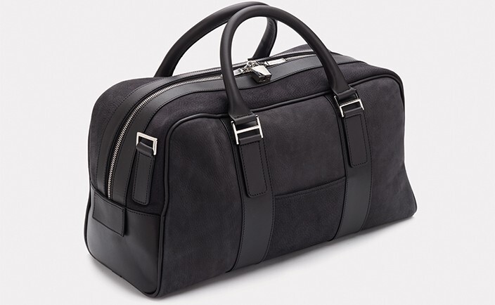 Aston Martin Black Leather Holdall - Extra Large