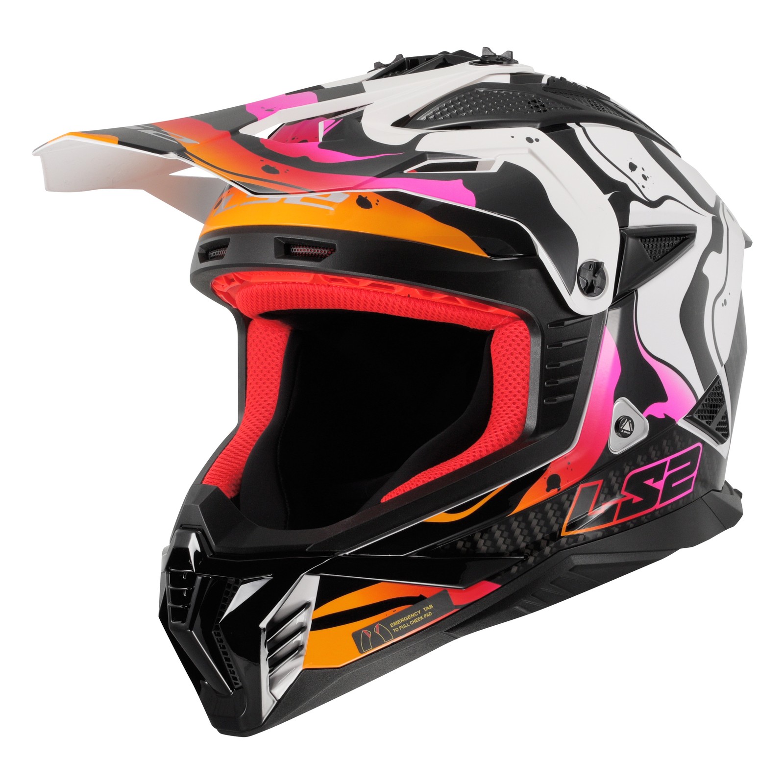 LS2 Gate II Wash Moto Off-Road Helmet Gloss White Orange Purple Large