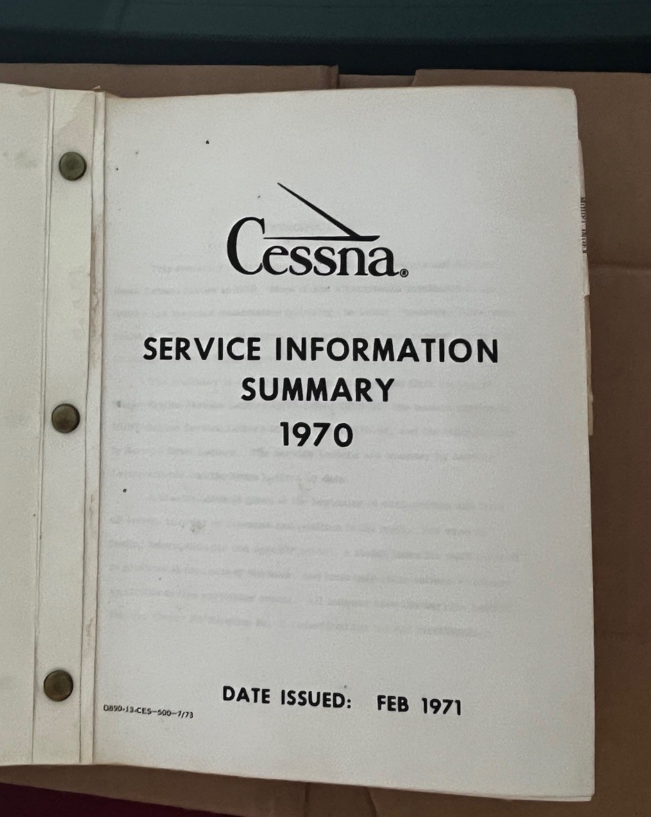 1970 Cessna Service Information Summary Manual All Models, Original