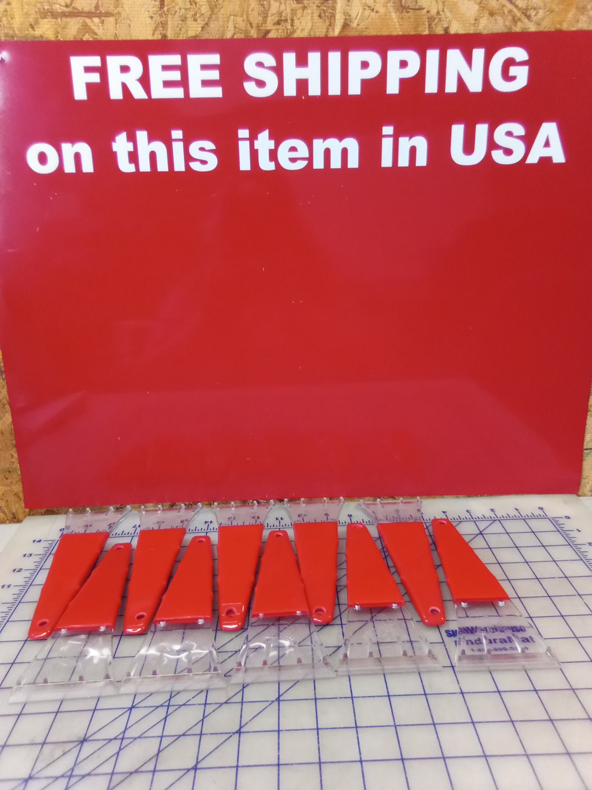 Set Of 10 Ice Scrapers, Red, Free Shipping