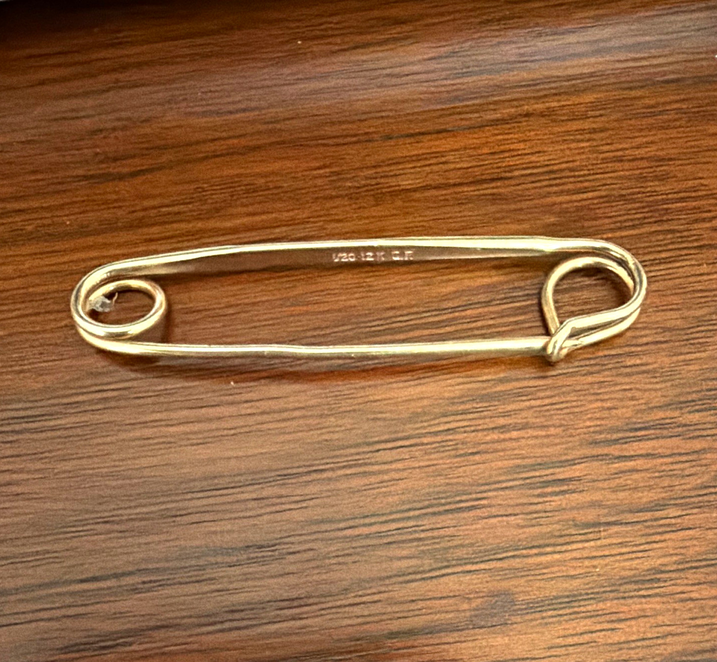 Vintage 1/20 14K Gold Filled Safety Pin Brooch Kilt Charm Holder 2"